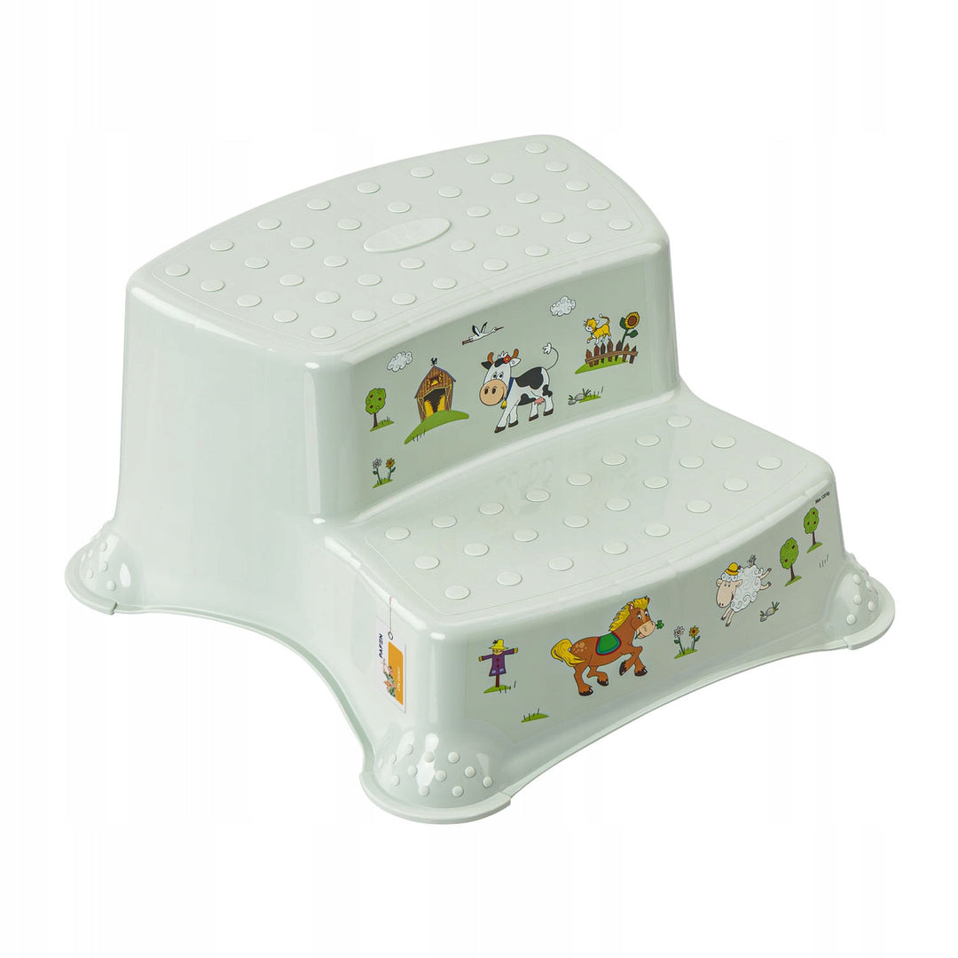 Piattaforma per bambini a due gradini Keeeper, con funzione antiscivolo, serie "Funny Farm", portata fino a 120 kg, 1003132006300