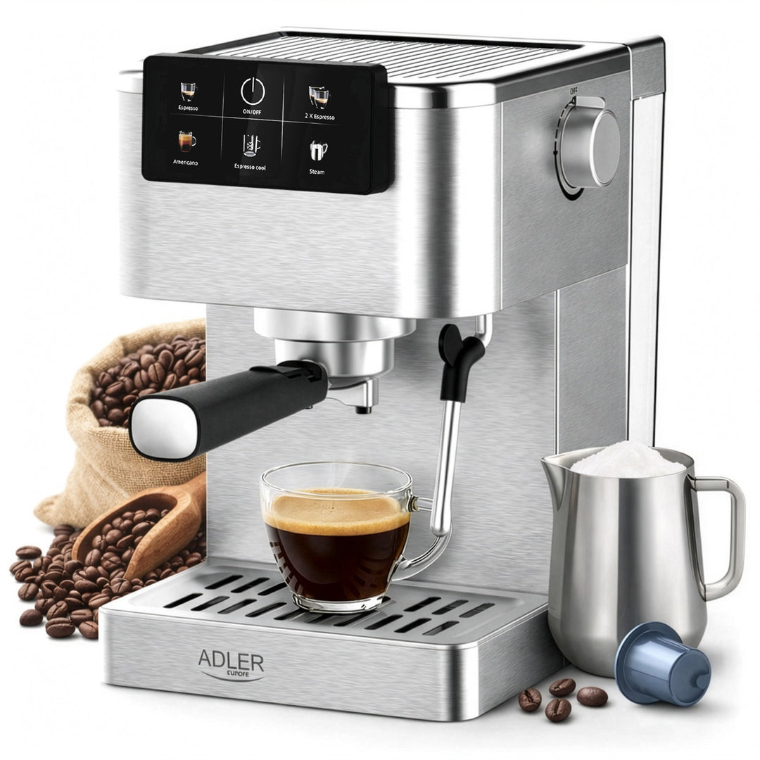 Macchina da caffè da 20 bar, Thermoblock, montalatte, 5 in 1, Adler AD 4390