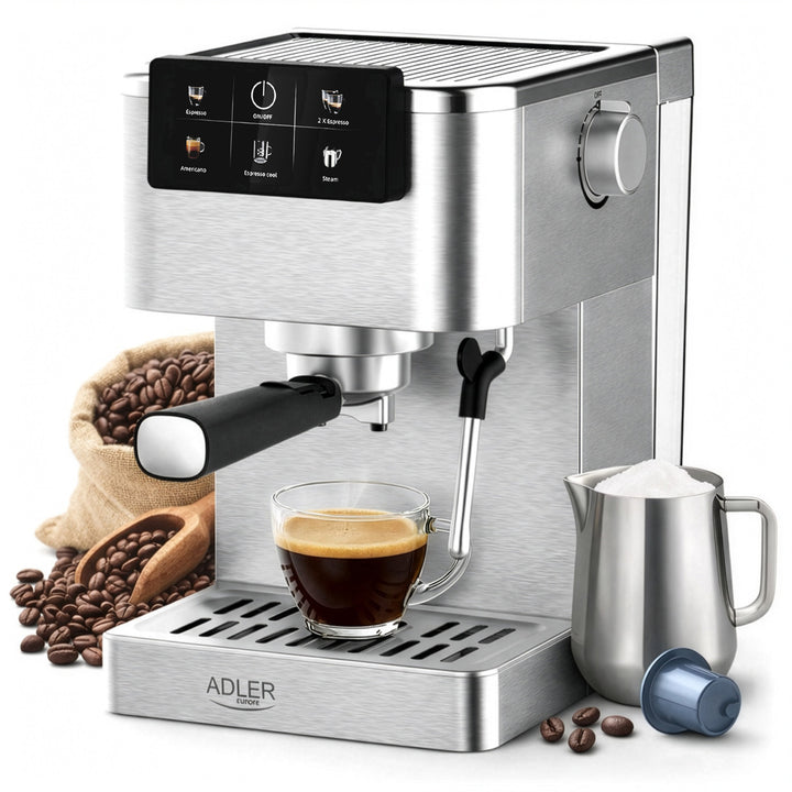 Macchina da caffè da 20 bar, Thermoblock, montalatte, 5 in 1, Adler AD 4390