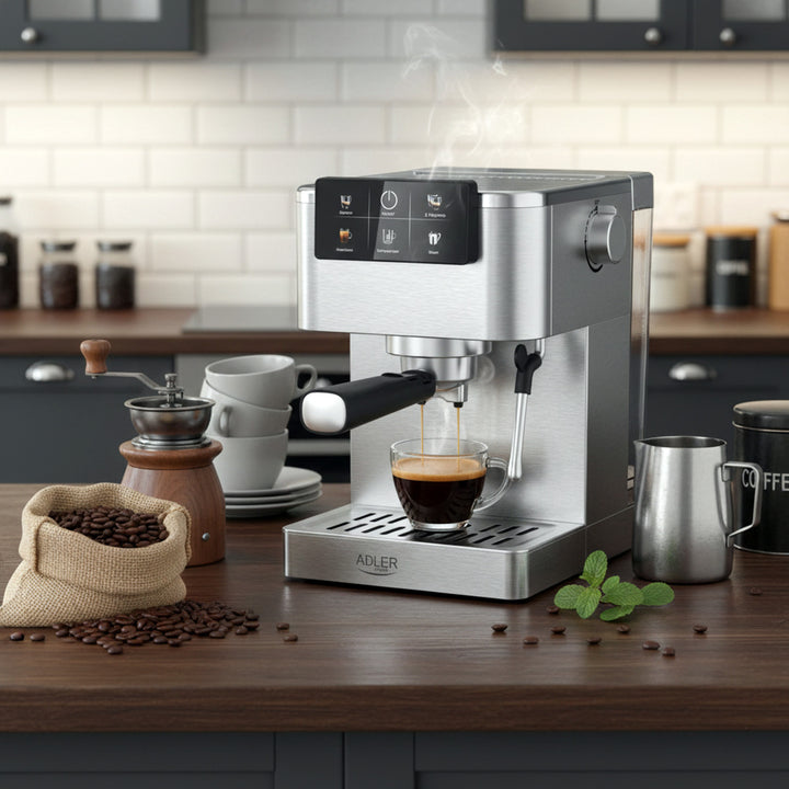 Macchina da caffè da 20 bar, Thermoblock, montalatte, 5 in 1, Adler AD 4390