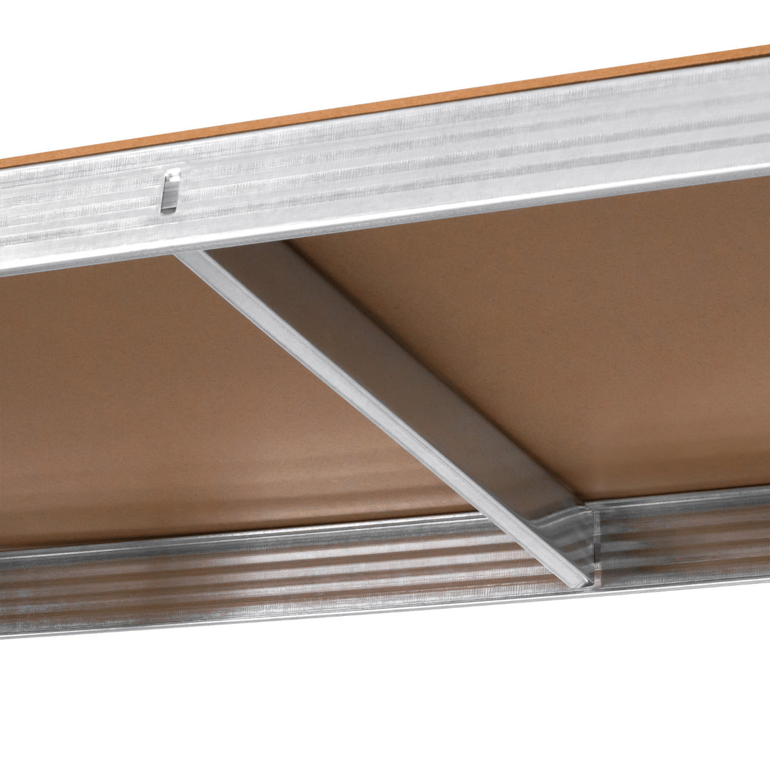 Scaffale metallico da magazzino, 5 ripiani, carico massimo fino a 750 kg, 180x90x40, colore argento, modello Rebel