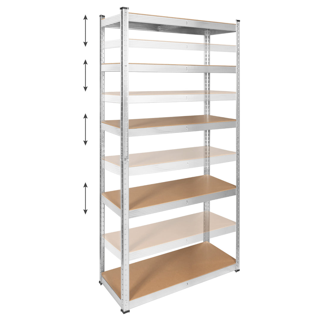 Scaffale metallico da magazzino, 5 ripiani, carico massimo fino a 750 kg, 180x90x40, colore argento, modello Rebel