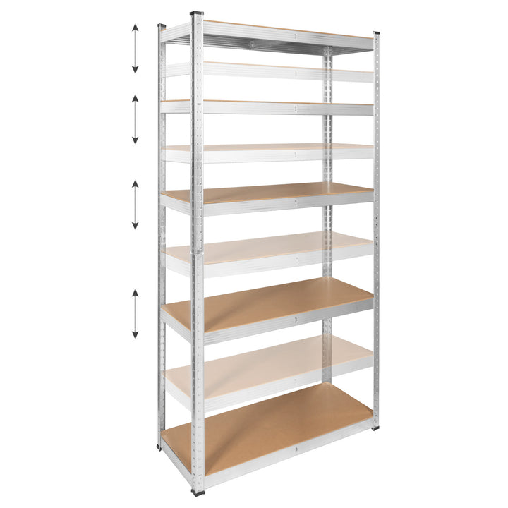 Scaffale metallico da magazzino, 5 ripiani, carico massimo fino a 750 kg, 180x90x40, colore argento, modello Rebel
