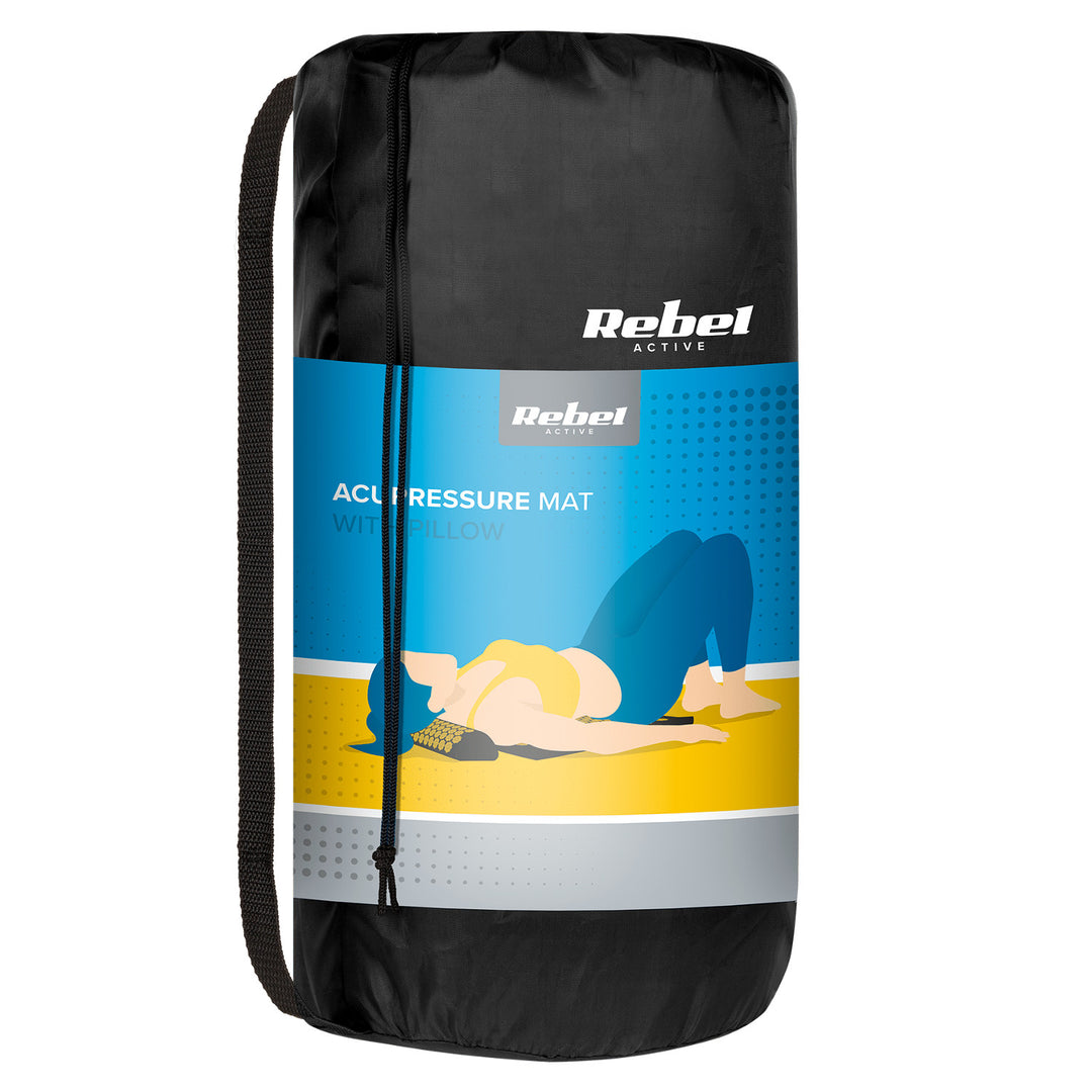 Tappetino terapeutico con punte per agopressione e cuscino, 110x42 cm, XL, punte dorate, Rebel Active