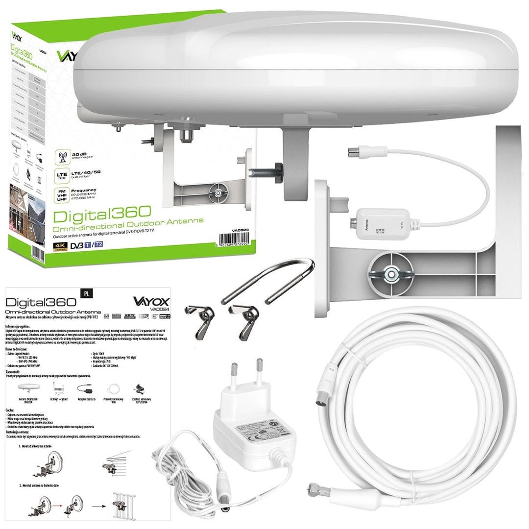 Antenna esterna Digital360 4G LTE FM VHF UHF VA0024 Vayox