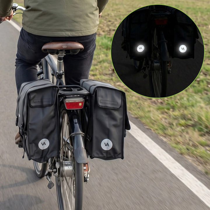 Borsa da bicicletta doppia in PVC per portapacchi con maniglia, nera, 40 L, VA0446, Vayox