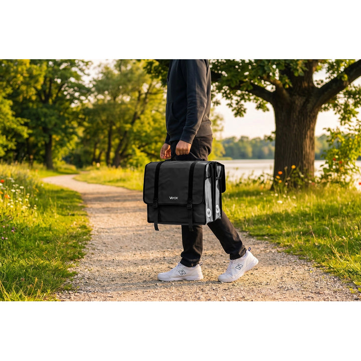 Borsa da bicicletta doppia in PVC per portapacchi con maniglia, nera, 40 L, VA0446, Vayox