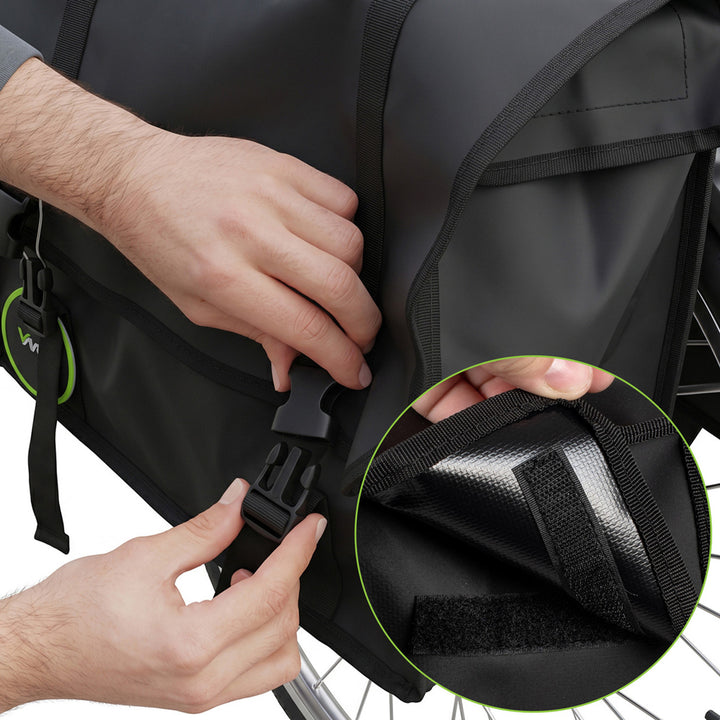 Borsa da bicicletta doppia in PVC per portapacchi con maniglia, nera, 40 L, VA0446, Vayox