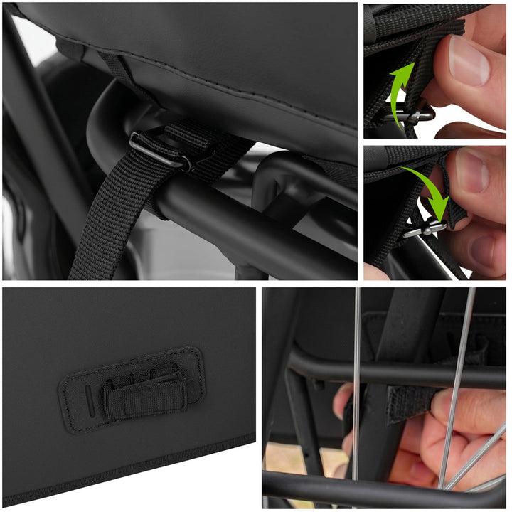 Borsa da bicicletta doppia in PVC per portapacchi con maniglia, nera, 40 L, VA0446, Vayox