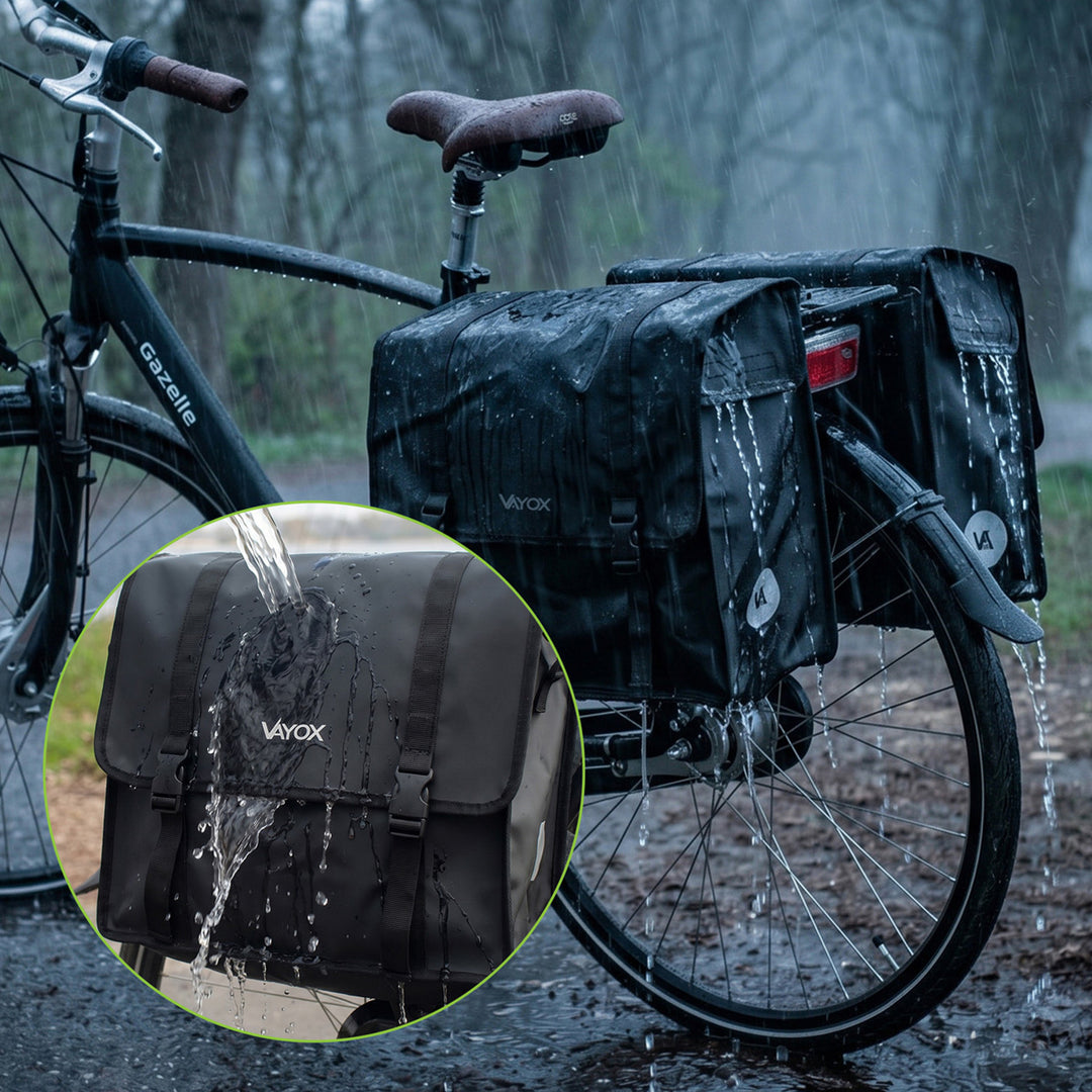 Borsa da bicicletta doppia in PVC per portapacchi con maniglia, nera, 40 L, VA0446, Vayox