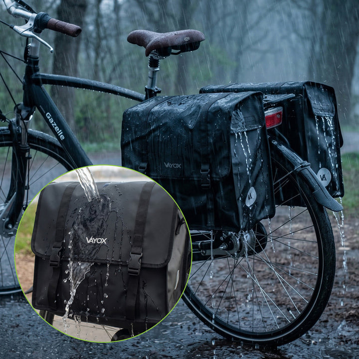Borsa da bicicletta doppia in PVC per portapacchi con maniglia, nera, 40 L, VA0446, Vayox