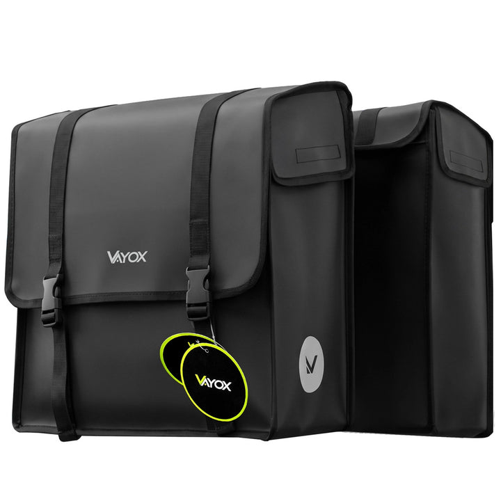 Borsa da bicicletta doppia in PVC per portapacchi con maniglia, nera, 40 L, VA0446, Vayox