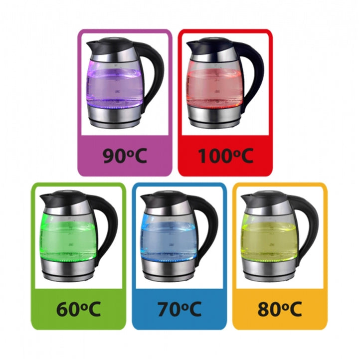 Bollitore elettrico in vetro con LED e termostato, 1,8 l, Esperanza