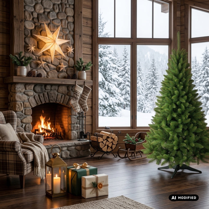Albero di Natale in abete su supporto Premium da 180 cm, folto e realistico, Damich