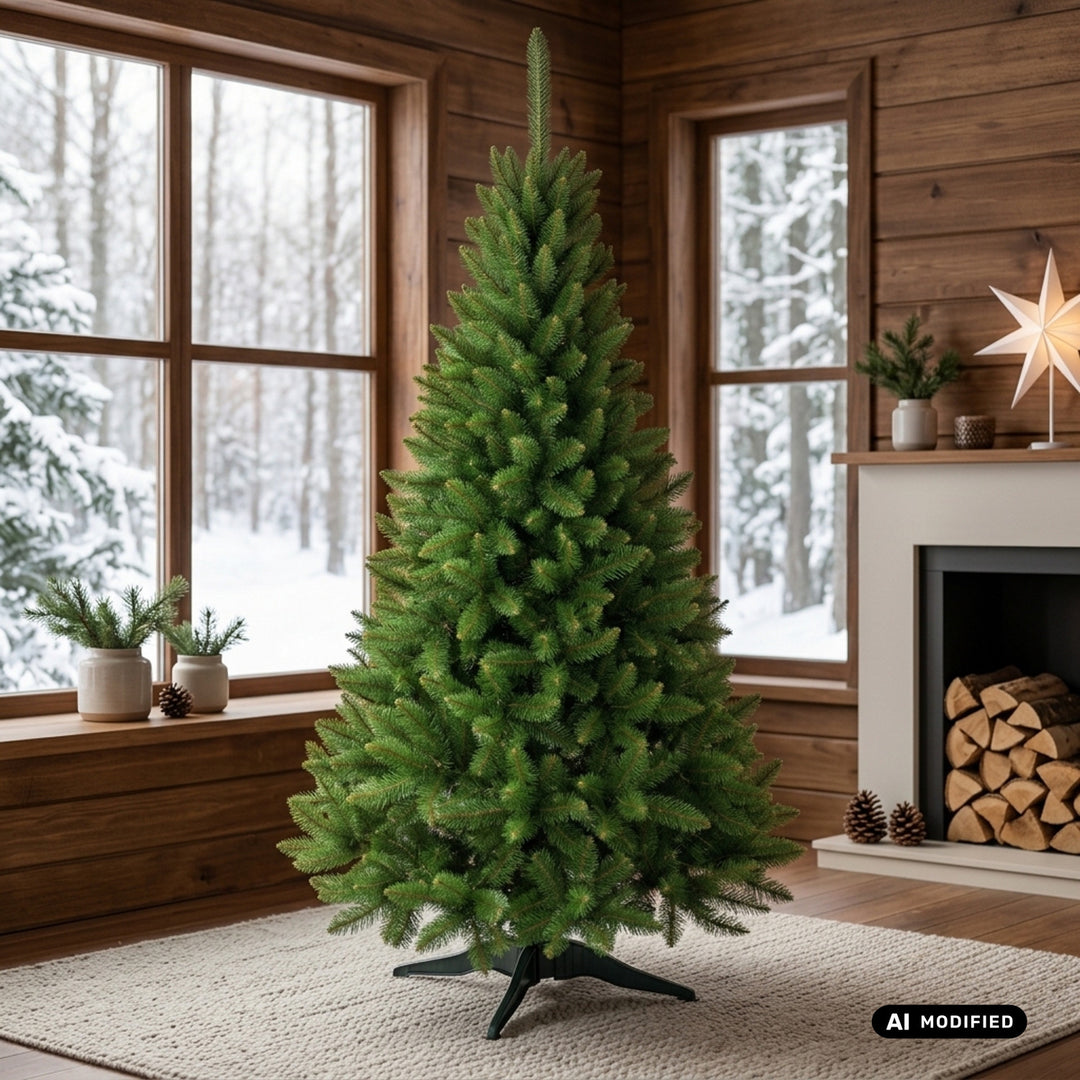 Albero di Natale in abete su supporto Premium da 180 cm, folto e realistico, Damich