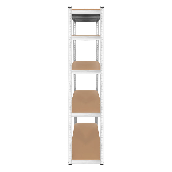 Scaffale metallico da magazzino, 5 ripiani, carico massimo fino a 750 kg, 180x90x40, colore argento Rebel, 2 pezzi