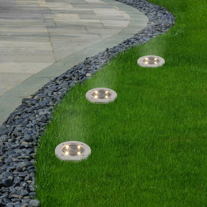 Lampada da giardino a energia solare Rabalux Dannet, IP44, colore cromo satinato, 7975, 4 pezzi