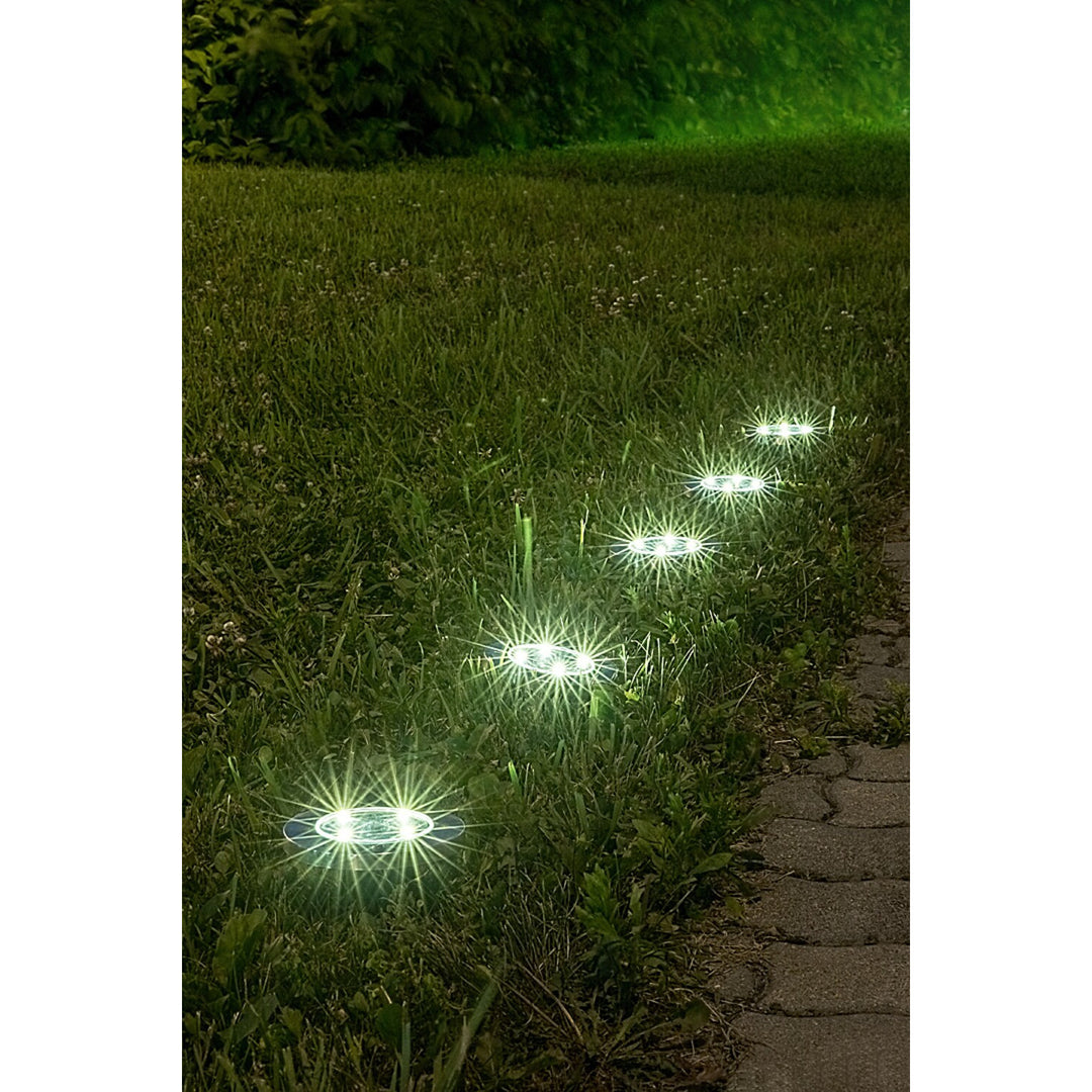Lampada da giardino a energia solare Rabalux Dannet, IP44, colore cromo satinato, 7975, 4 pezzi