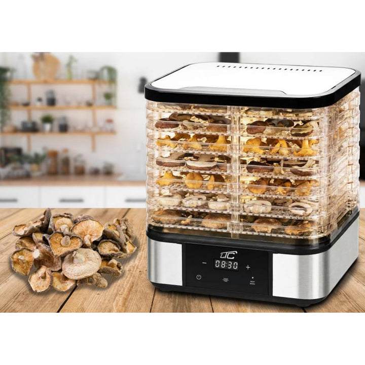 Essiccatore per funghi, verdure, frutta e carne LTC, in metallo, 7 vassoi, con display, pannello touch, potenza 380 W, funzione di mantenimento della temperatura, LXSR004