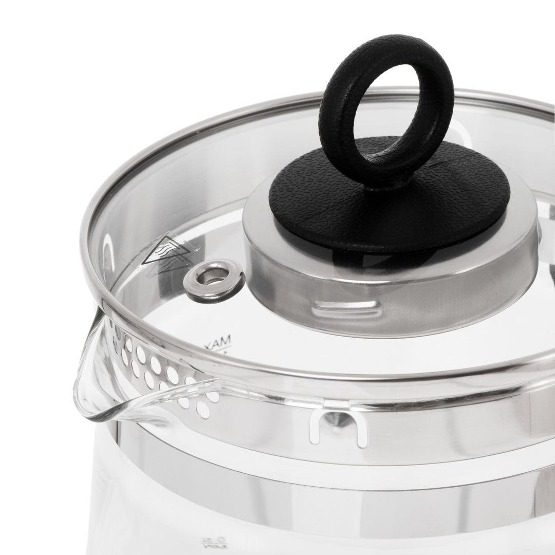 Bollitore in vetro da 1,5 L con infusore e regolazione della temperatura, 2200 W, LED 60–100 °C, Adler AD 1299 nero