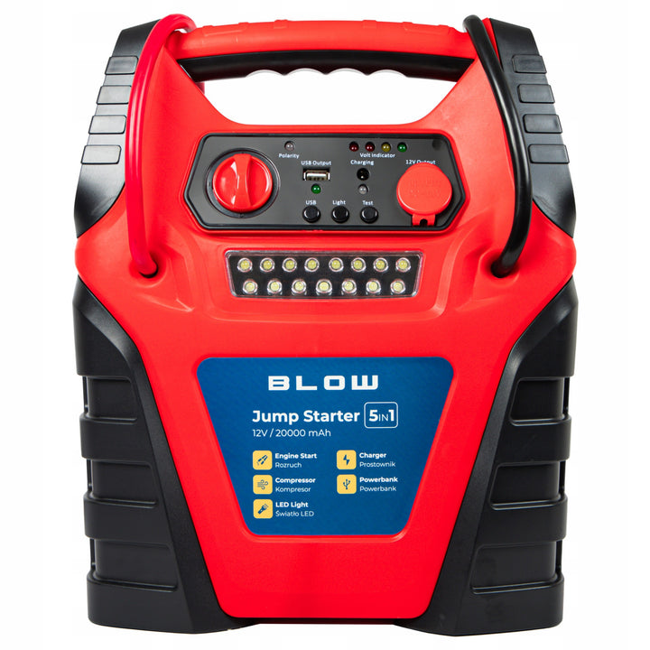 Jump Starter 5 in 1 Blow, con funzione di compressore, caricabatterie e powerbank, batteria da 12 V 20.000 mAh, corrente: di avviamento 400 A, di picco 900 A, dotato di fusibile di sovraccarico, 81-210#