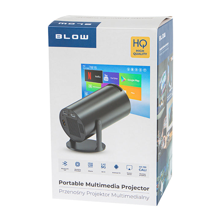 Proiettore portatile Blow, Android TV, altoparlante integrato da 3 W, risoluzione 720p e decodifica fino a 4K, immagini nitide e vivide, 79-705#
