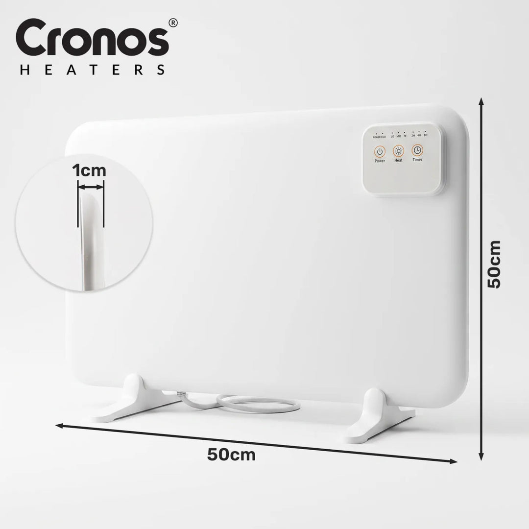 Pannello riscaldante a infrarossi da scrivania Cronos, potenza 120 W, timer, 3 livelli di funzionamento, DCH-150