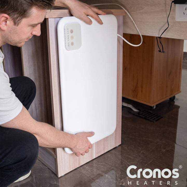Pannello riscaldante a infrarossi da scrivania Cronos, potenza 120 W, timer, 3 livelli di funzionamento, DCH-150