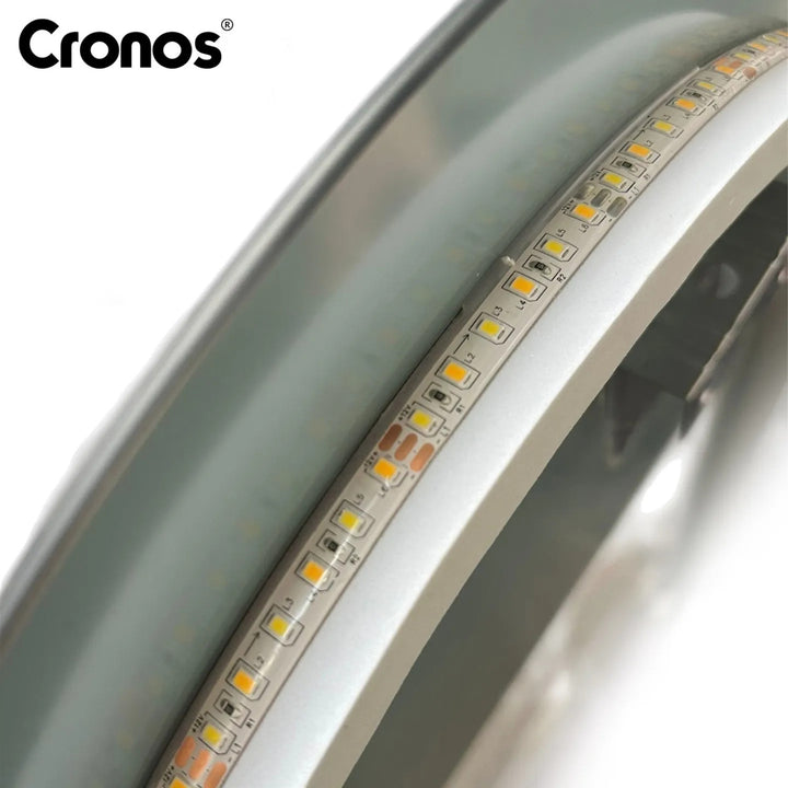 Specchio riscaldato Cronos, ovale 50x80 cm, LED a tre colori, grado di protezione IP44, sistema antiappannamento
