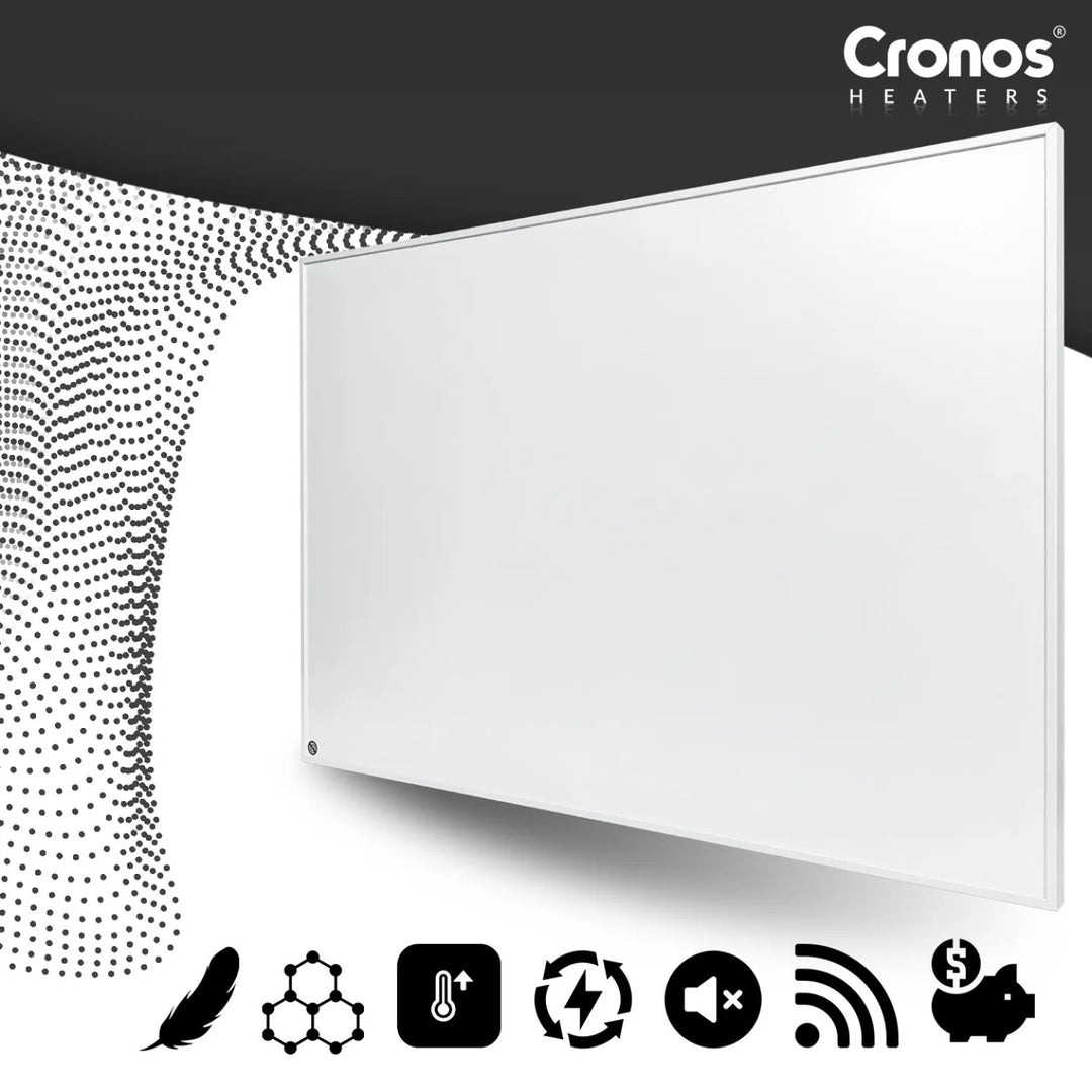 Pannello riscaldante a infrarossi Cronos Graphene, potenza 300 W, colore bianco, riscalda ambienti fino a 8 m², telecomando, PRO CGP-300TWP