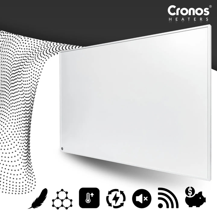 Pannello riscaldante a infrarossi Cronos Graphene, potenza 580 W, colore bianco, riscalda ambienti fino a 16 m², telecomando, PRO CGP-580TWP