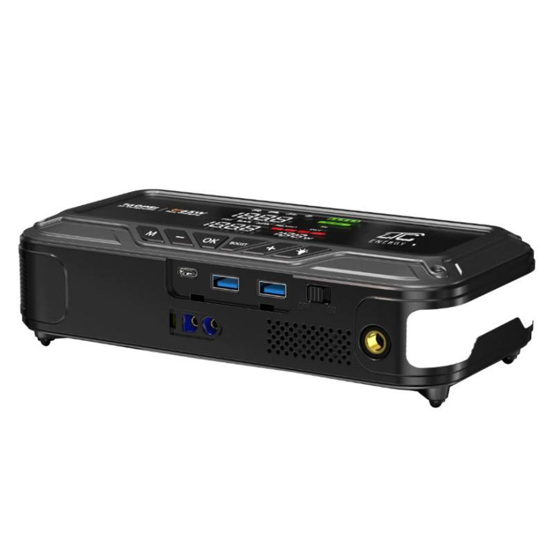 Jump Starter LTC, 12.000 mAh, con compressore, torcia e powerbank, display LCD, potenza 65 W, cavi e custodia inclusi, LXJS120