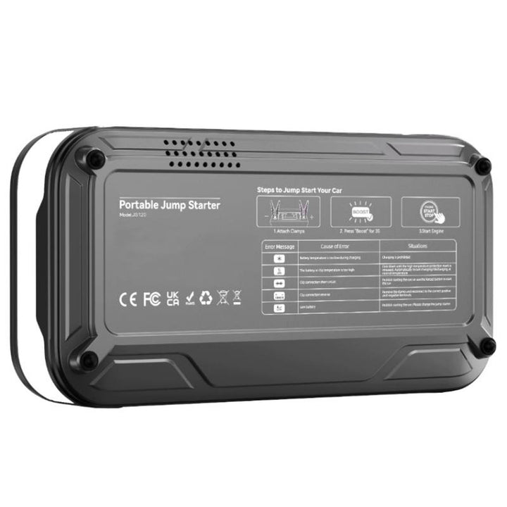 Jump Starter LTC, 12.000 mAh, con compressore, torcia e powerbank, display LCD, potenza 65 W, cavi e custodia inclusi, LXJS120