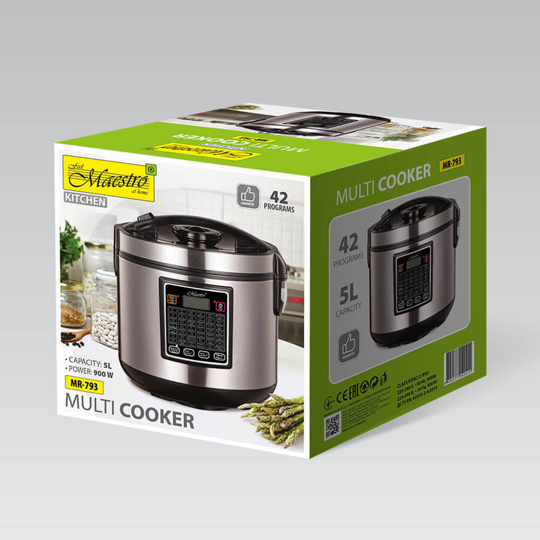 Multicooker elettrico Maestro, capacità 5 L, 42 programmi, potenza 900 W, timer, MR-793