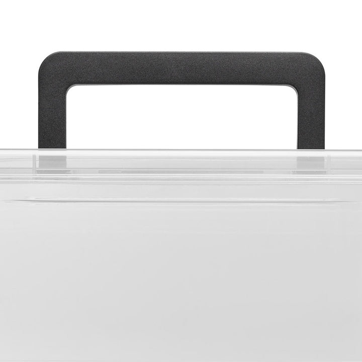 Contenitore Moxom SimpleStore, capacità 60 L, trasparente, coperchio con chiusura a clip, dotato di rotelle, privo di BPA, 04-0081