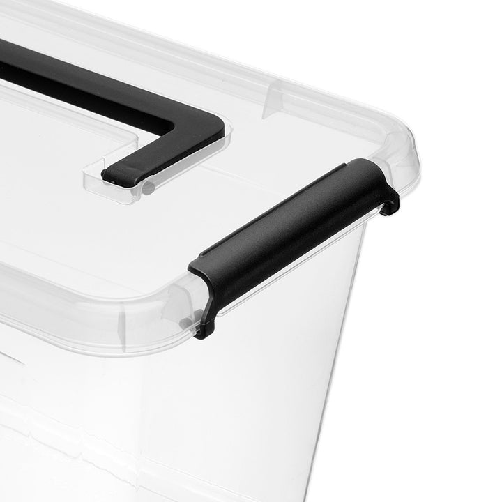 Contenitore Moxom SimpleStore, capacità 60 L, trasparente, coperchio con chiusura a clip, dotato di rotelle, privo di BPA, 04-0081