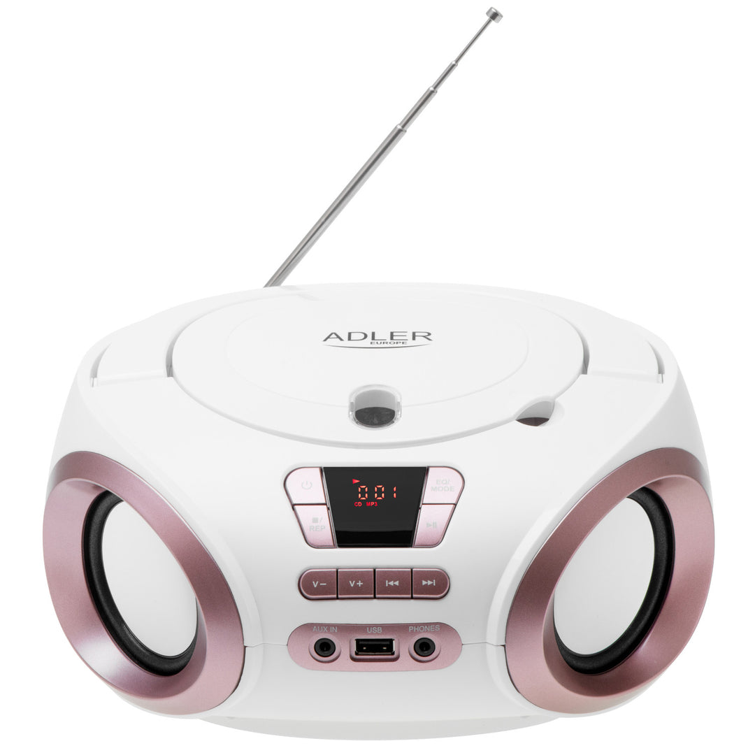 Radio Boombox CD-MP3, USB, radio FM, AUX, presa per cuffie, Adler, AD 1181