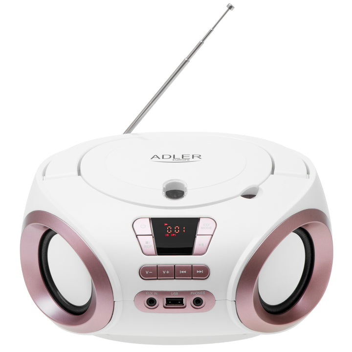 Radio Boombox CD-MP3, USB, radio FM, AUX, presa per cuffie, Adler, AD 1181