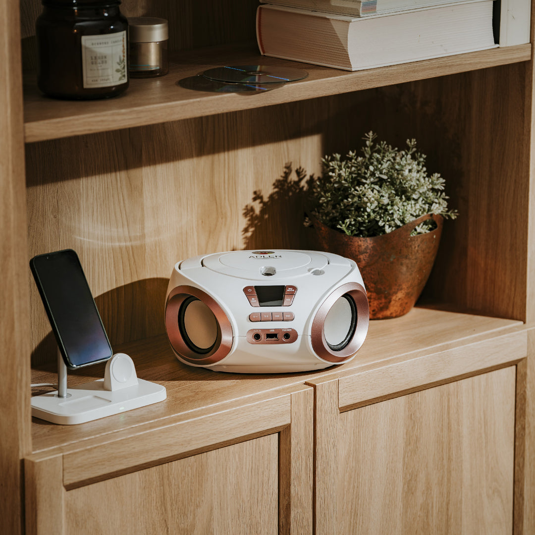 Radio Boombox CD-MP3, USB, radio FM, AUX, presa per cuffie, Adler, AD 1181