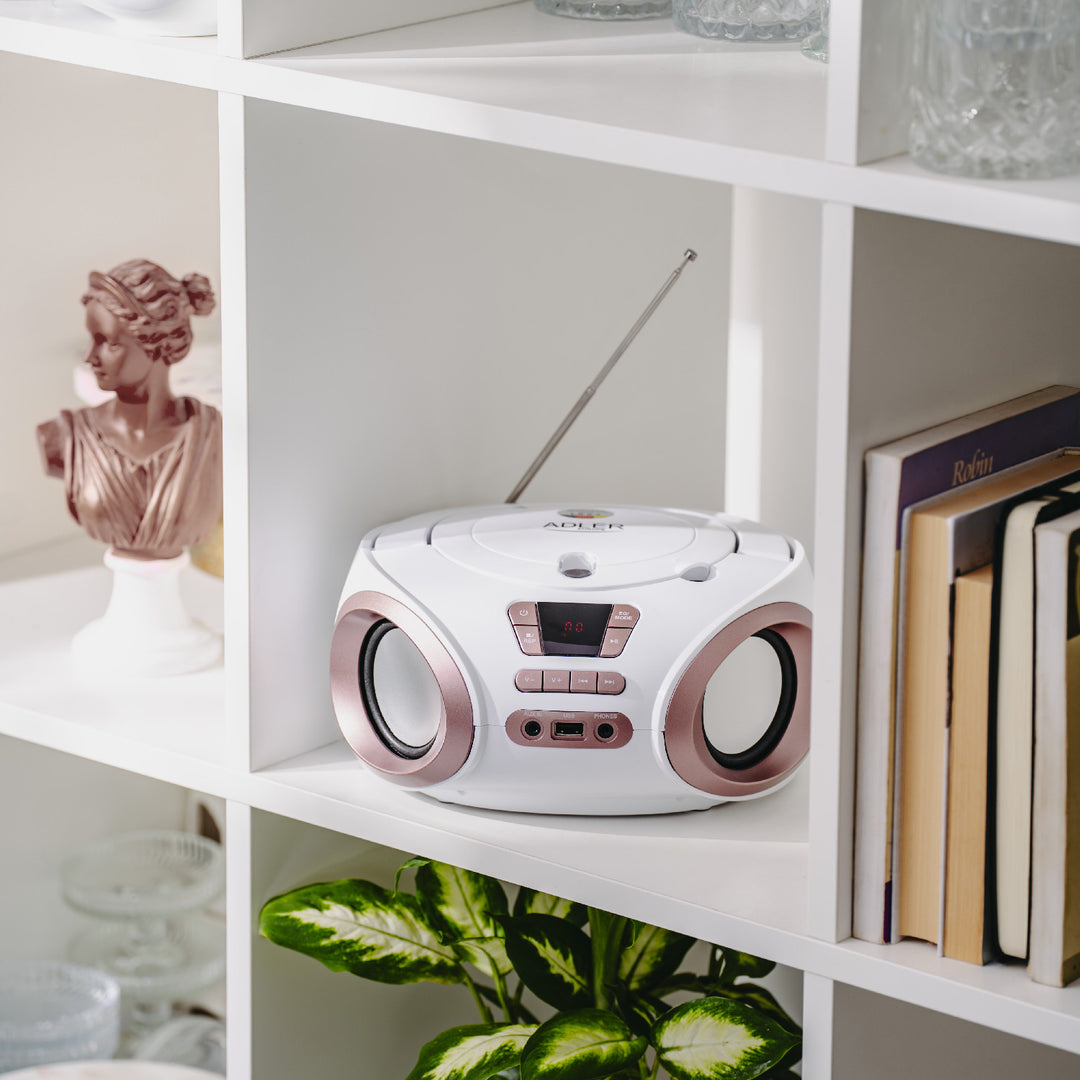 Radio Boombox CD-MP3, USB, radio FM, AUX, presa per cuffie, Adler, AD 1181