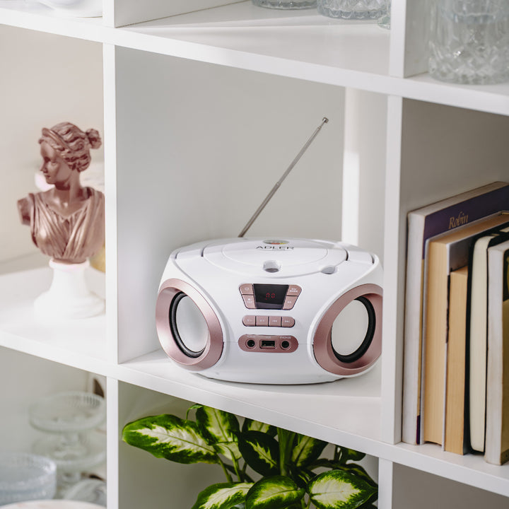 Radio Boombox CD-MP3, USB, radio FM, AUX, presa per cuffie, Adler, AD 1181