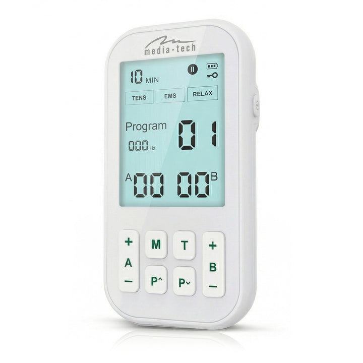 Massaggiatore ed elettrostimolatore muscolare, TENS/EMS, stimolazione 3 in 1, Mediatech, MT6543