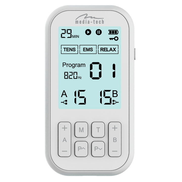 Massaggiatore ed elettrostimolatore muscolare, TENS/EMS, stimolazione 3 in 1, Mediatech, MT6543
