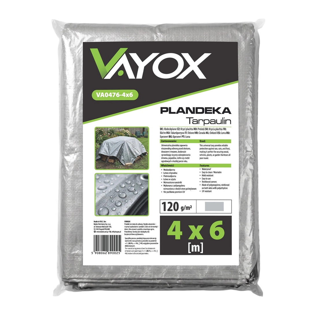 Telo argentato 120 g 4x6 m VA0476, impermeabile, Vayox