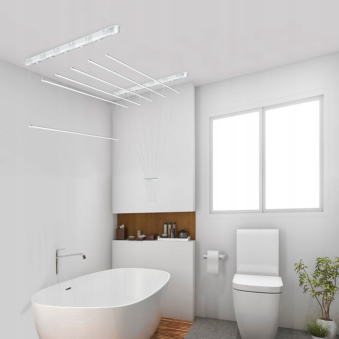 Stendibiancheria da soffitto a 6 barre, 140 cm, superficie di asciugatura 8,4 m, Sepio