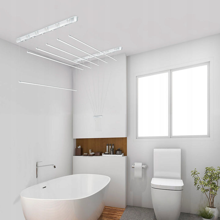 Stendibiancheria da soffitto a 6 barre, 140 cm, superficie di asciugatura 8,4 m, Sepio