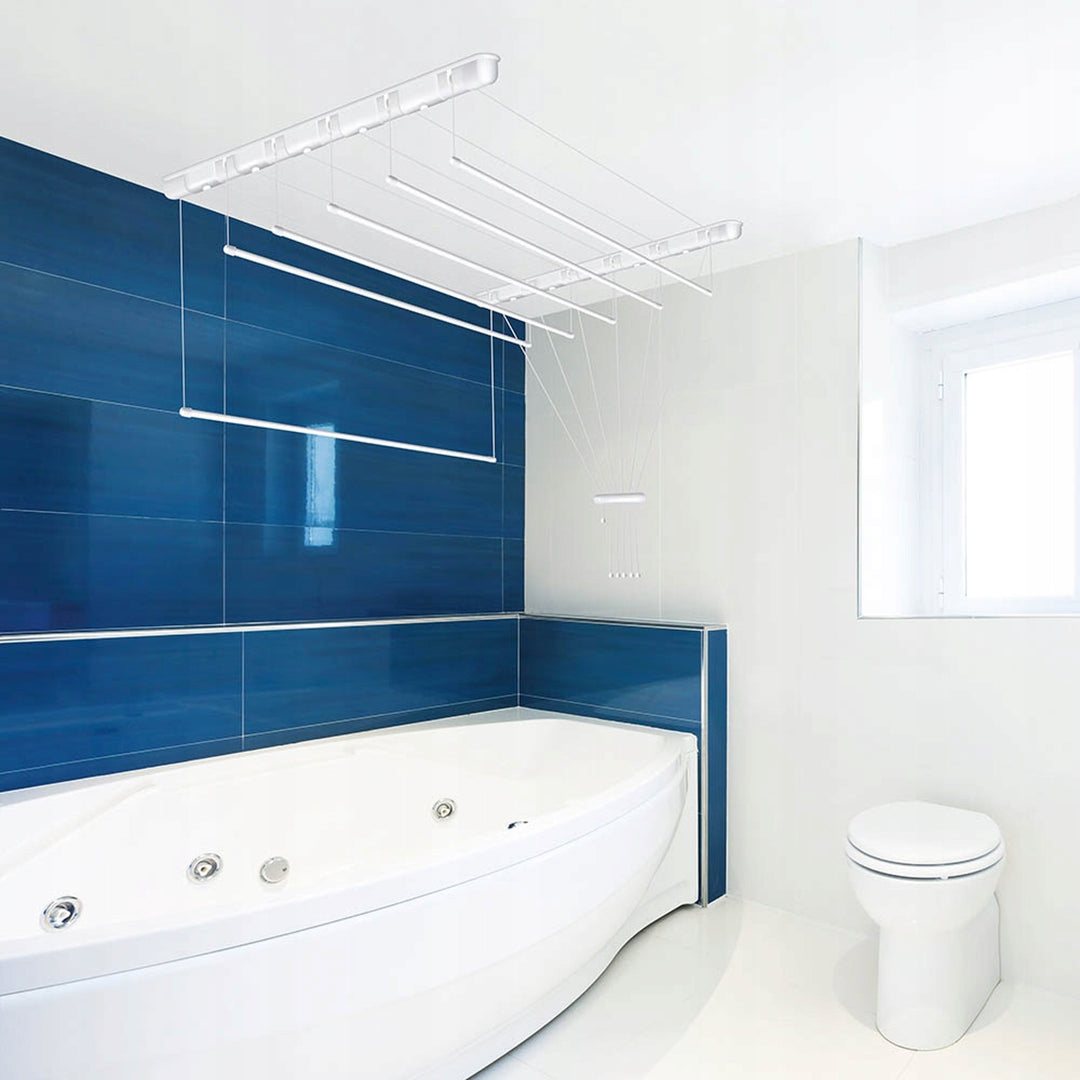 Stendibiancheria da soffitto a 6 barre, 140 cm, superficie di asciugatura 8,4 m, Sepio