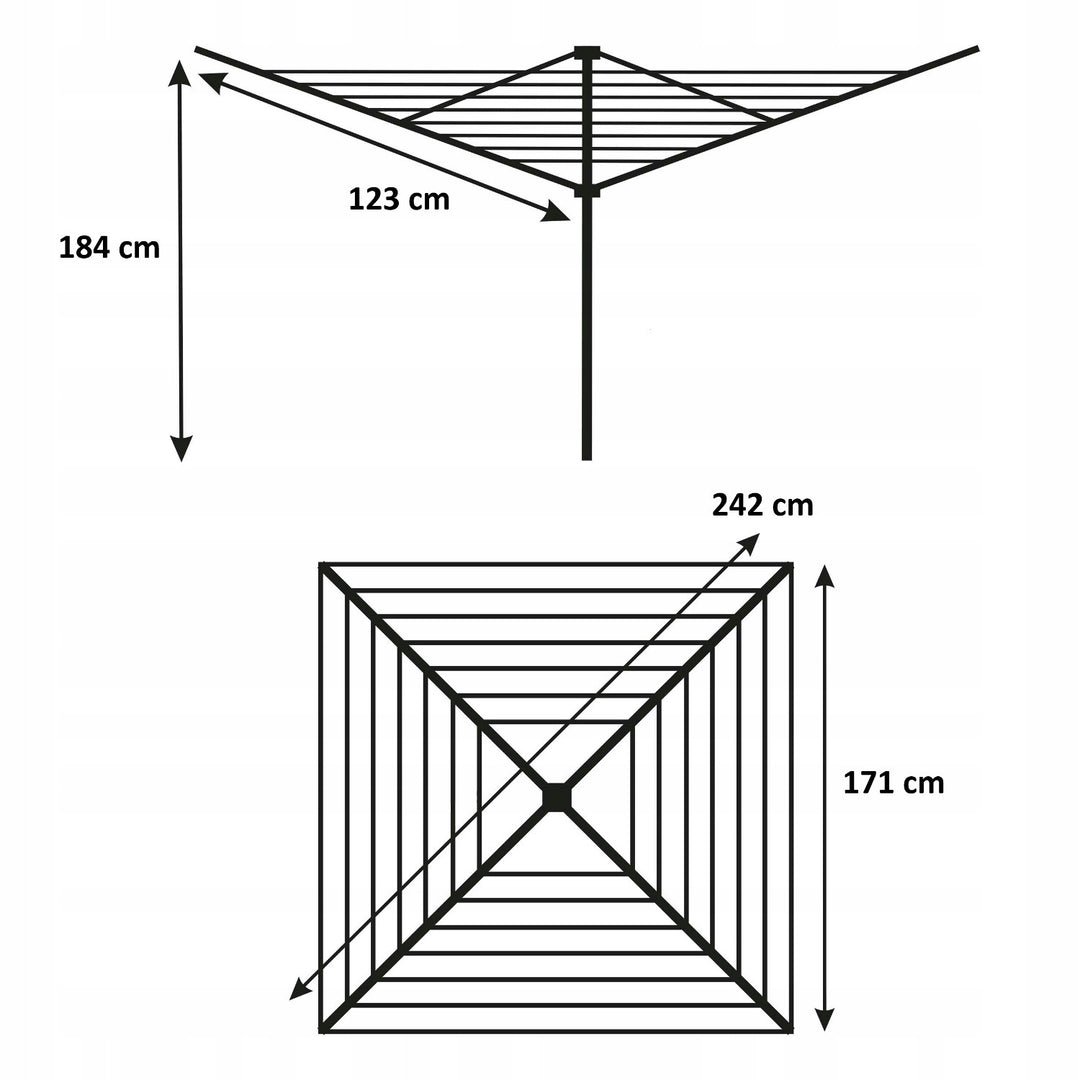 Stendibiancheria da giardino, girevole, 50 m, 4 bracci, Sepio