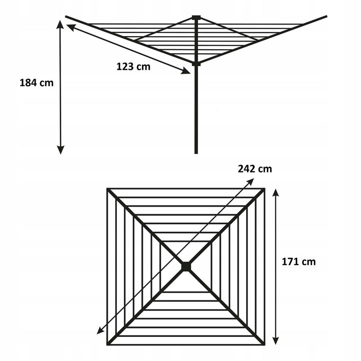 Stendibiancheria da giardino, girevole, 50 m, 4 bracci, Sepio