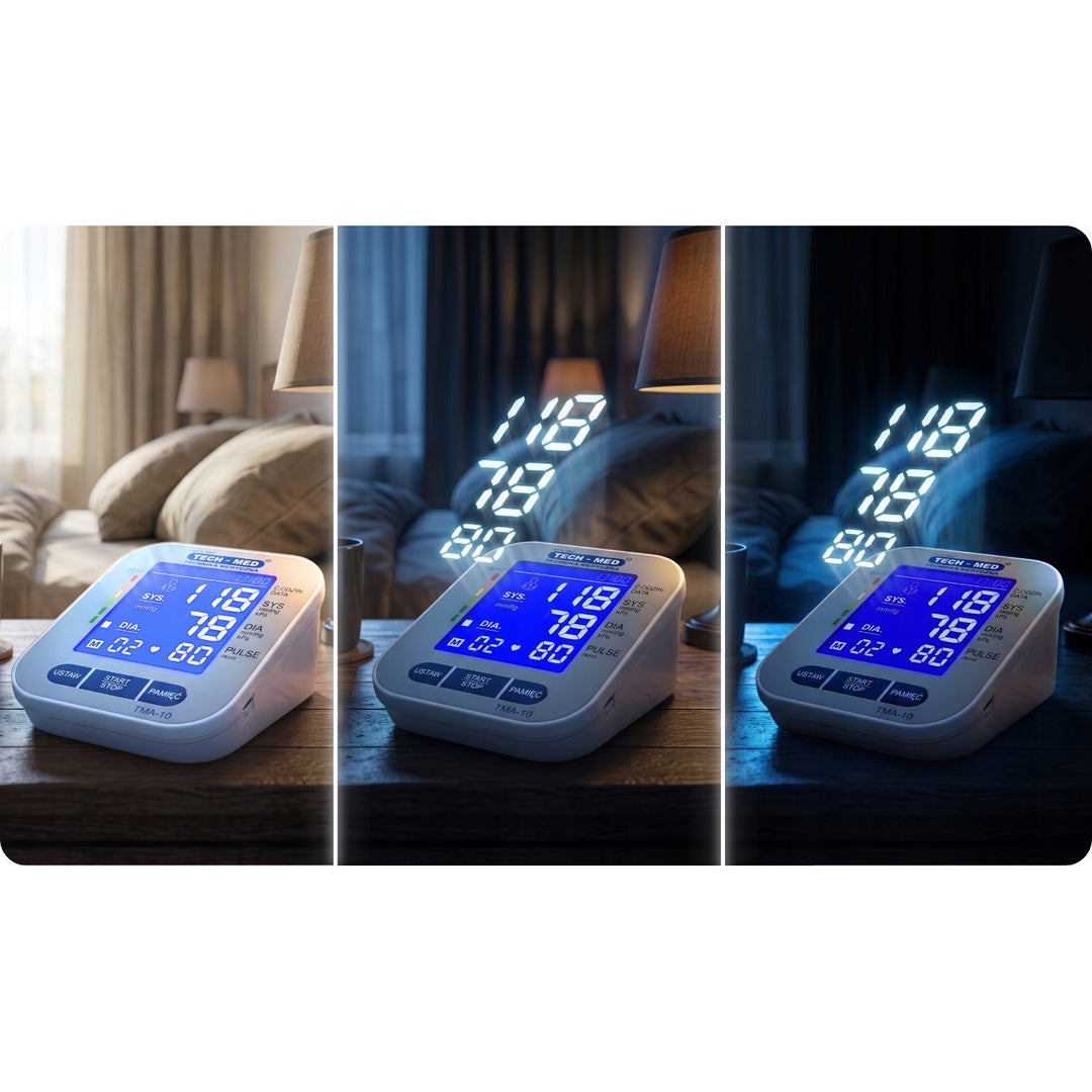 Sfigmomanometro elettronico, schermo retroilluminato, bracciale da 22–32 cm, indicatore di aritmia, TMA-10, Tech-Med
